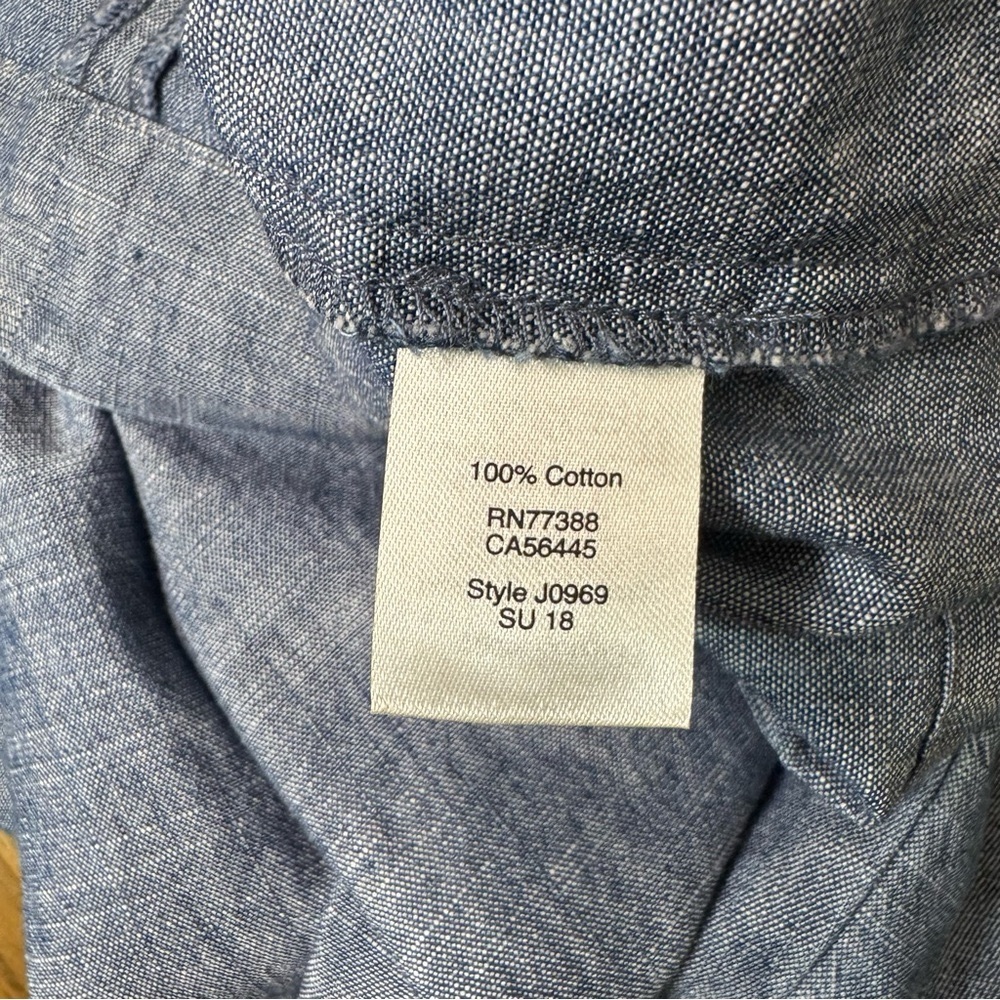 J. Crew Shoulder Tie Denim Blue Chambray Dress Size Large - Picture 10 of 12